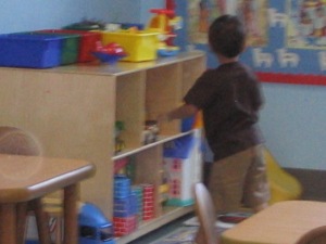 The only picture I have of him in his classroom, he ran right in and never looked back.